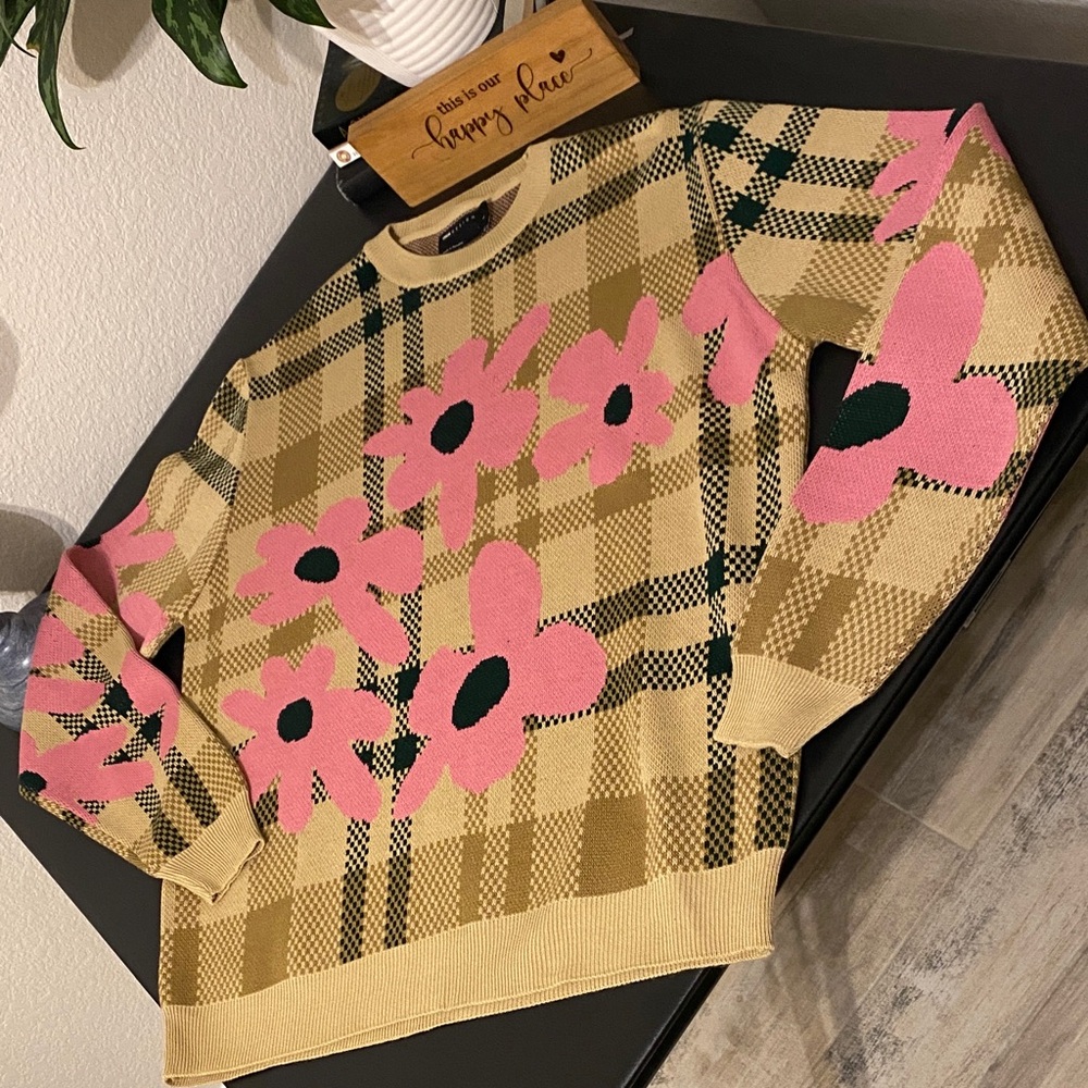 Floral Plaid Sweater